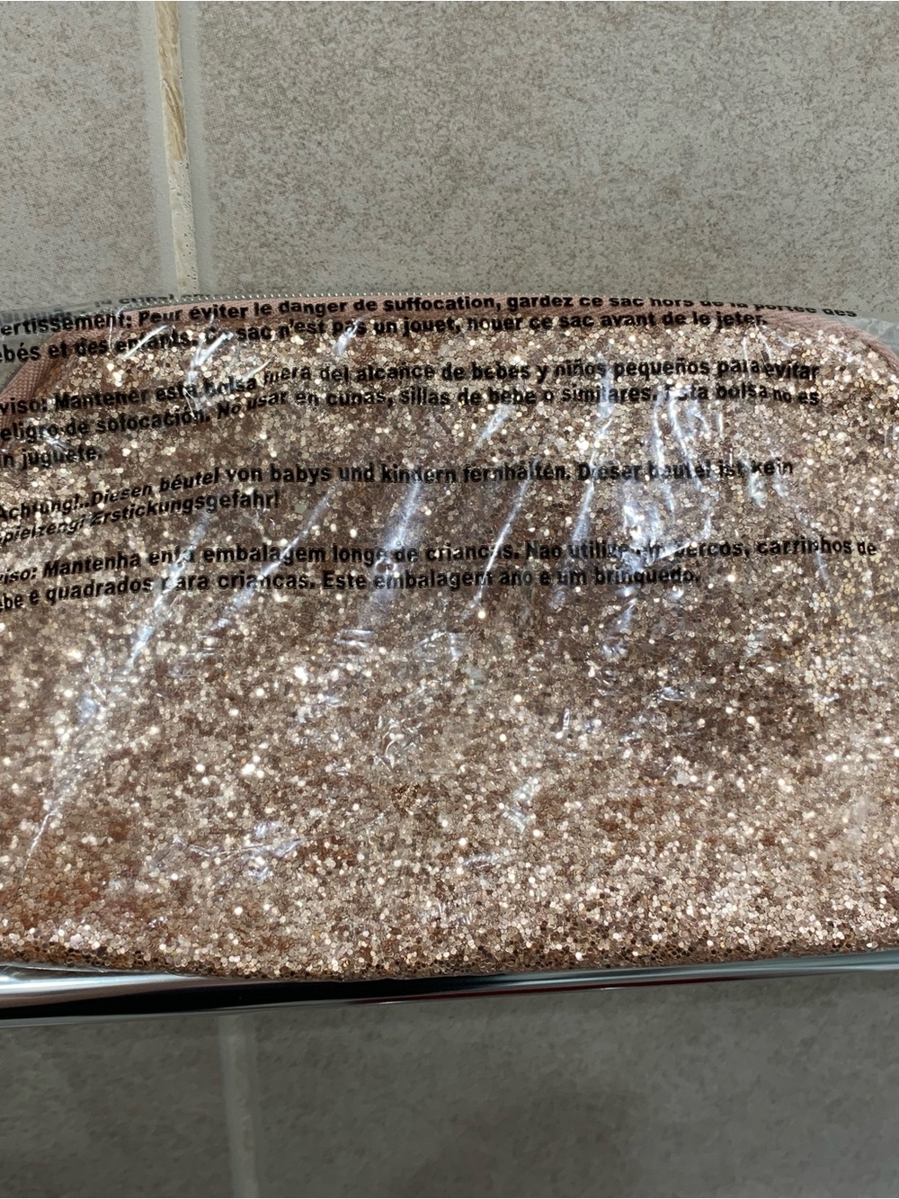Lancome Rose Gold Glitter Cosmetic Pouch - Picture 7 of 7